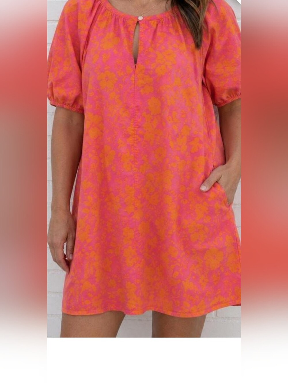 NWT Free Assembly Pink & Orange Floral Shift Dress Size L